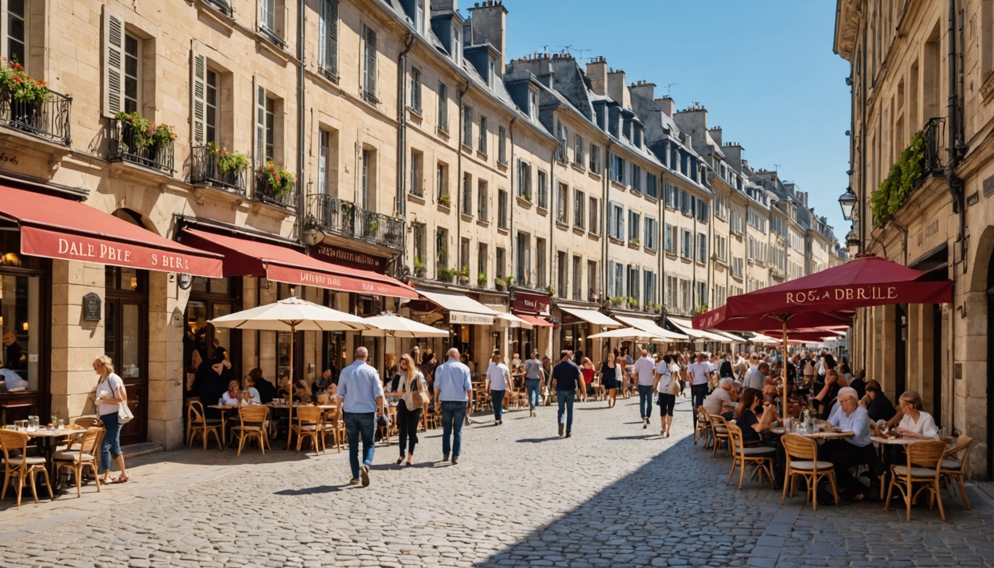Rue commercante pietonne du centre-ville d Orleans en ete