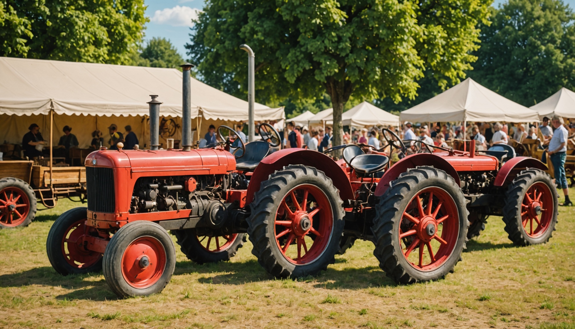 Machines agricoles anciennes et vintage exposées lors de la Foire d'antan de Bujaleuf en Haute-Vienne